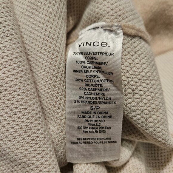 Vince Womens Cashmere Blend Sweater Knit Beige Crewneck Pullover Small S - Picture 8 of 10